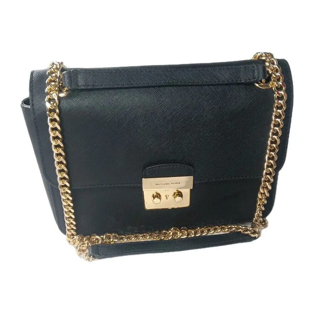 Michael Kors Brandi Medium Saffiano Leather Shoulder Bag Black